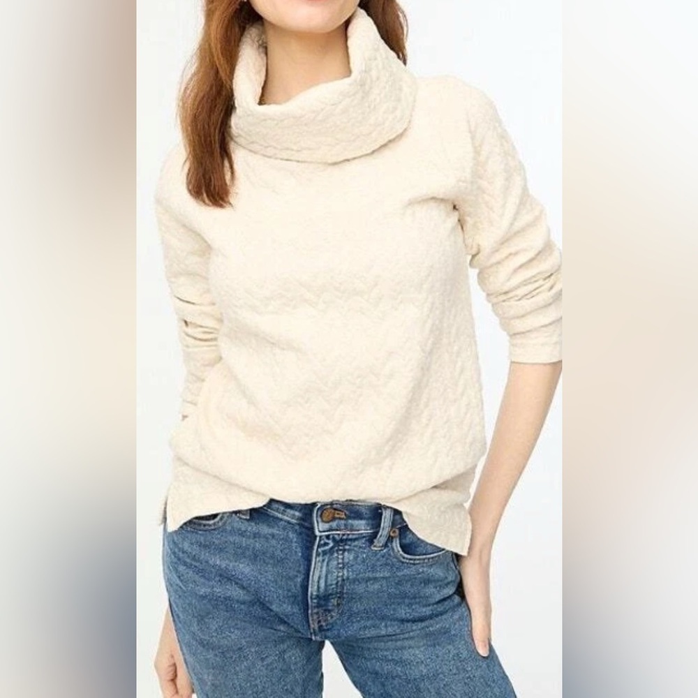 J. Crew GREY  Cable-Knit Cowl Sweater size XL